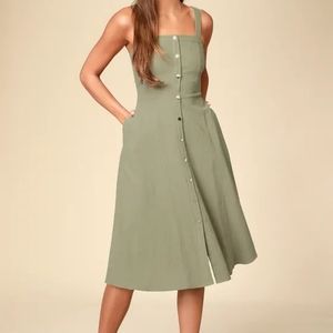 Lulu's Pippie Button Front Sleeveless Midi Dr